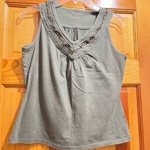 Sonoma Women's Green Embellished Tank Top